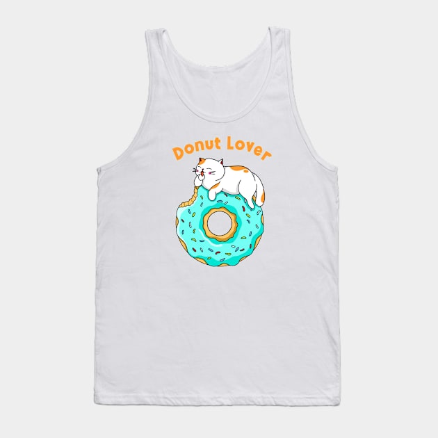 Cat Donut Lover Tank Top by Kimprut